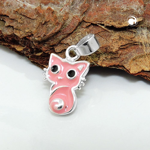 Anhänger rosa Katze 925 Silber