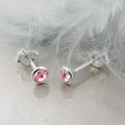 Ohrstecker 4mm Zirkonia pink 925 Silber