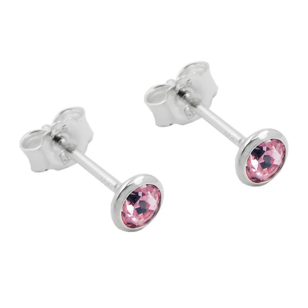 Ohrstecker 4mm Zirkonia pink 925 Silber