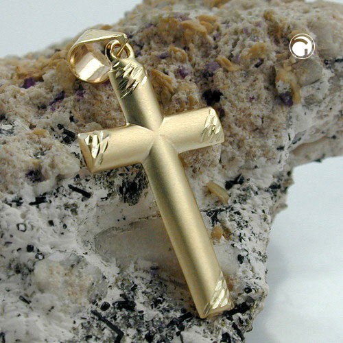 Anhänger schlichter Kreuz diamantiert 375 Gold