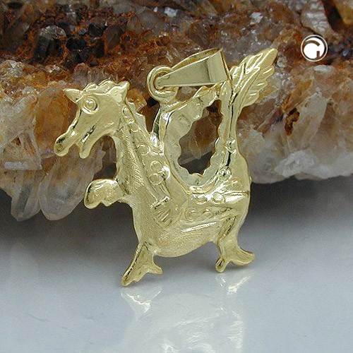 Anhänger Drache aus 375 Gelbgold