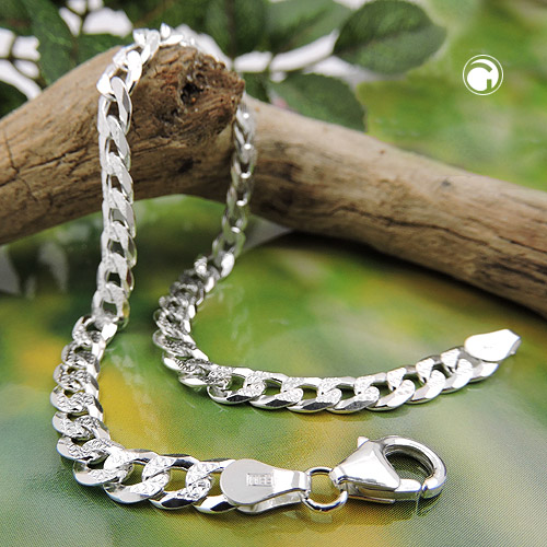 4,8mm Flach-Panzerkette oval 925 Silber 45cm