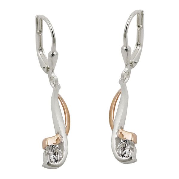 Brisur Ohrringe Welle bicolor Zirkonia 925 Silber