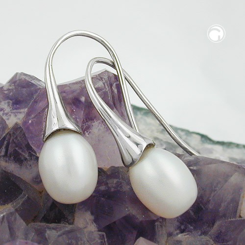 Ohrhaken Ohrringe Tropfen Perle 925 Silber