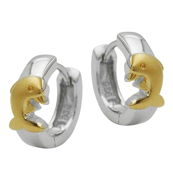 Creole Ohrringe Ohrhänger mit Delfin 925 Silber