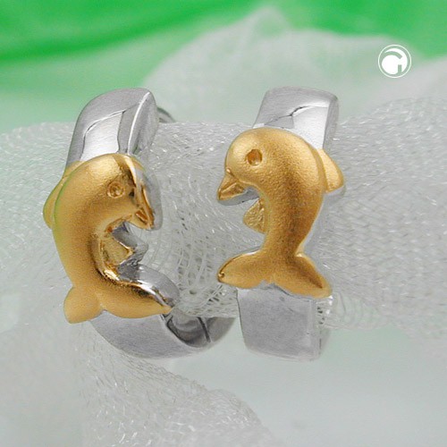 Creole Ohrringe Ohrhänger mit Delfin 925 Silber