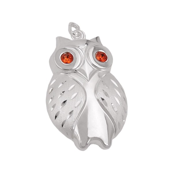 Anhänger Eule mit roten Augen 925 Silber