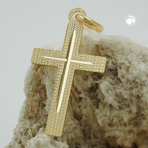 Anhänger Kreuz 23x13mm aus 375 Gelbgold