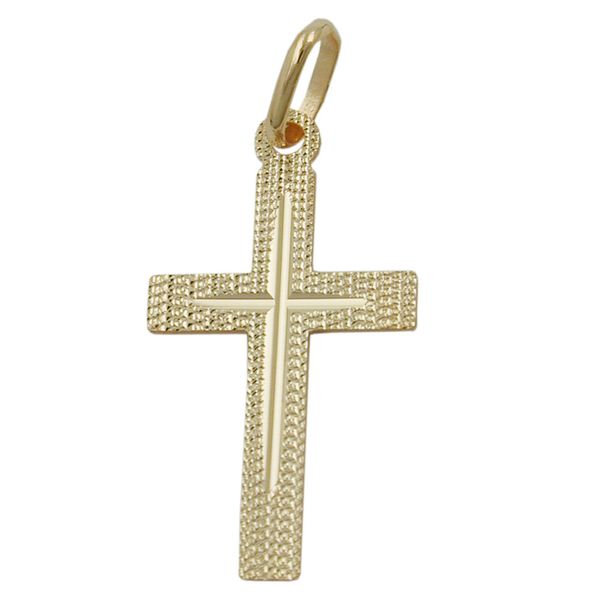 Anhänger Kreuz 23x13mm aus 375 Gelbgold