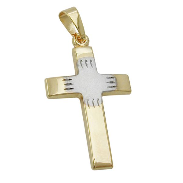 Anhänger Kreuz 375 Gold bicolor 21x14mm