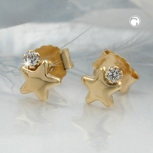 Ohrstecker Sterne mit Zirkonia 375 Gold