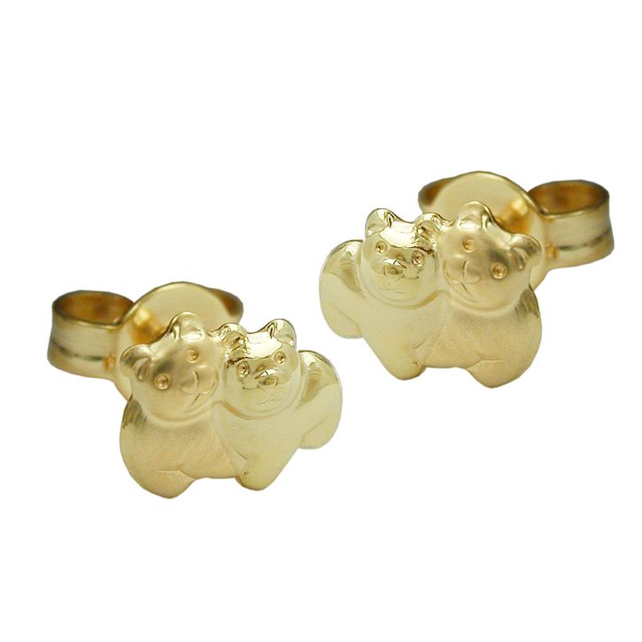 Ohrstecker Bärchen 375 Gold matt-glänzend