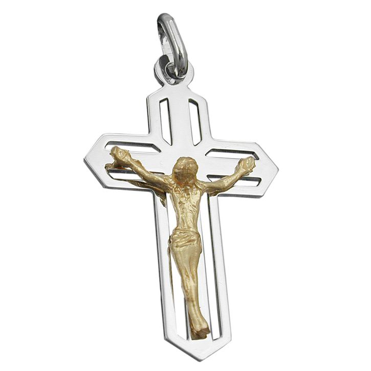 Anhänger Kreuz mit Jesus 925 Silber 38x23mm