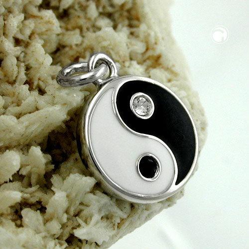 Anhänger Yin-Yang aus 925 Silber schwarz-weiß