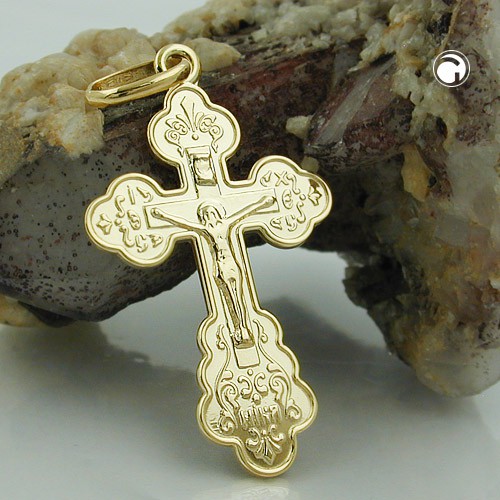 Anhänger Orthodoxes Kreuz mit Jesus 375 Gold