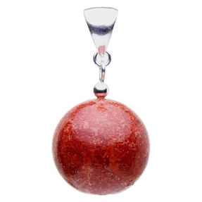Anhänger Kugel aus Koralle Schaumkoralle Kugel & 925 Silber rot rotbraun glatt Damen