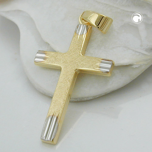 Anhänger Kreuz aus 375 Gelbgold 21x14mm