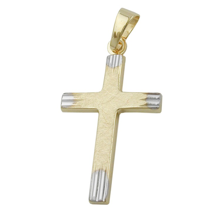 Anhänger Kreuz aus 375 Gelbgold 21x14mm