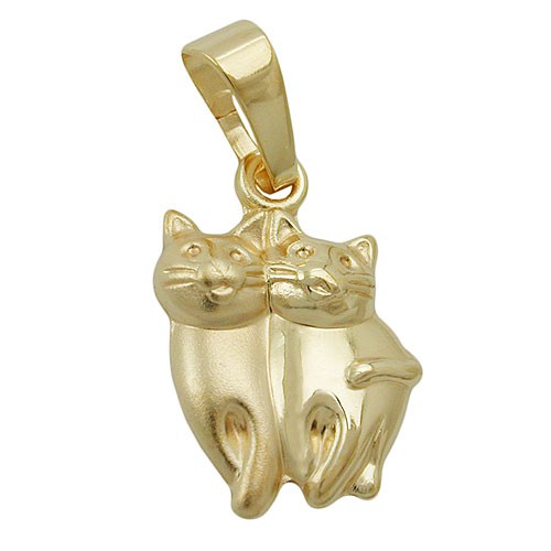 Anhänger Paar Katzen 375 Gelbgold