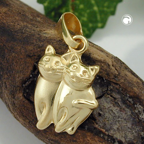 Anhänger Paar Katzen 375 Gelbgold
