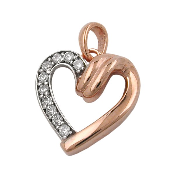 Anhänger Herz mit Zirkonia 375 Rotgold