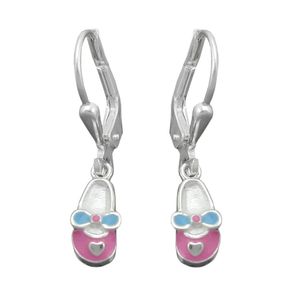 Ohrringe Ohrhänger Schuhe Pantoffeln aus 925 Silber rosa-hellblau Ohrschmuck