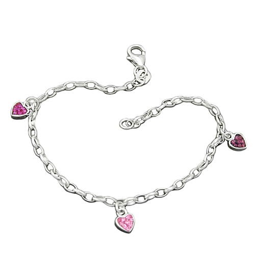 Armband Zirkonia-Herzen rosa-pink 925 Silber