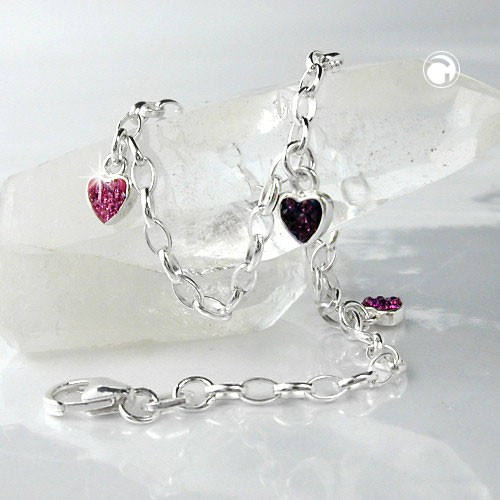 Armband Zirkonia-Herzen rosa-pink 925 Silber
