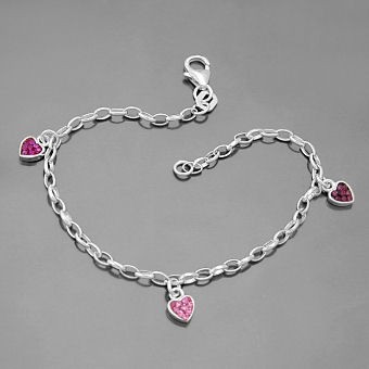 Armband Zirkonia-Herzen rosa-pink 925 Silber