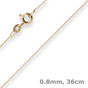 0,8mm Rund-Ankerkette Goldkette Collier Halskette aus 333 Gold Gelbgold 36cm