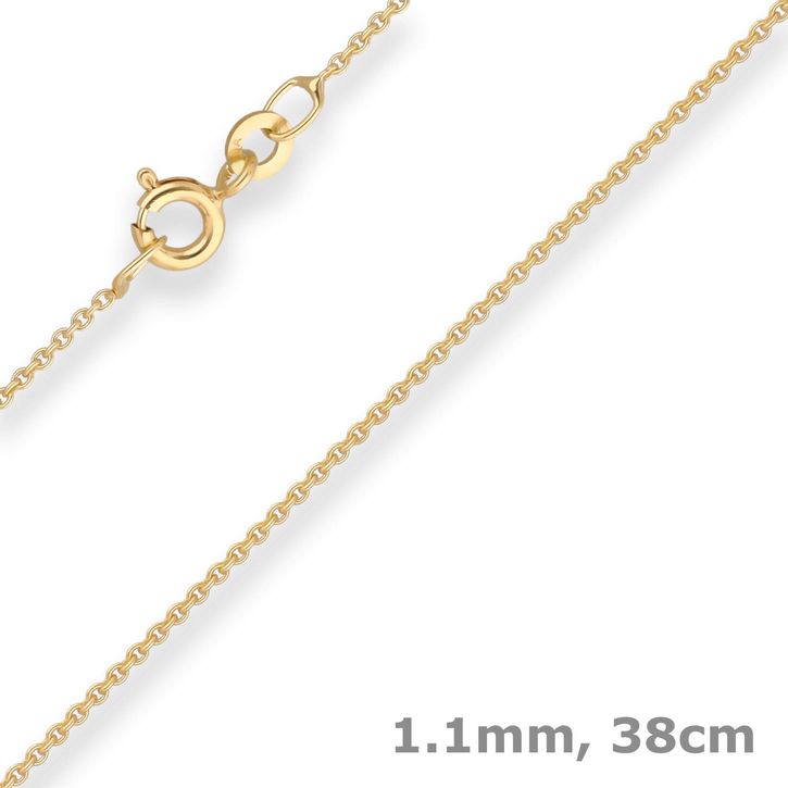 1.1mm Rund-Ankerkette aus 333 Gelbgold 38cm