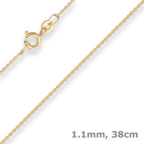 1,1mm Rund-Ankerkette Goldkette Collier Halskette aus 333 Gold Gelbgold 38cm