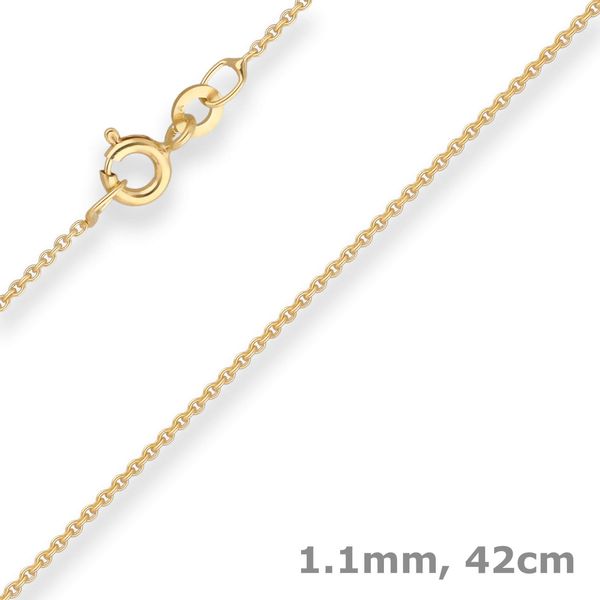 1.1mm Rund-Ankerkette aus 333 Gelbgold 42cm