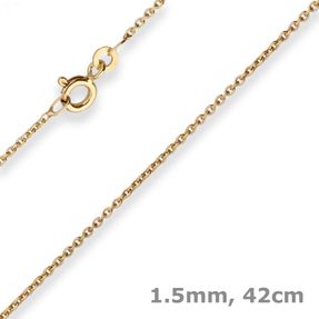 1,5mm Rund-Ankerkette Goldkette Collier Halskette aus 333 Gold Gelbgold 42cm