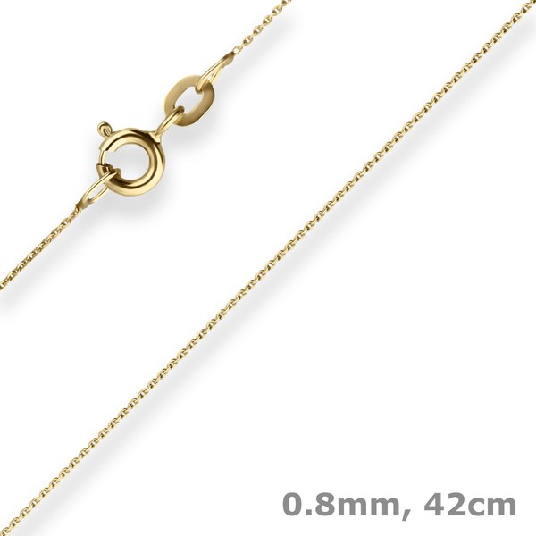 0.8mm Ankerkette flach aus 333 Gelbgold 42cm mit Zwischenöse