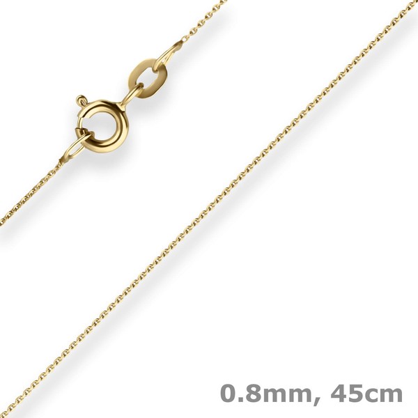 0.8mm Ankerkette flach aus 333 Gelbgold 45cm mit Zwischenöse