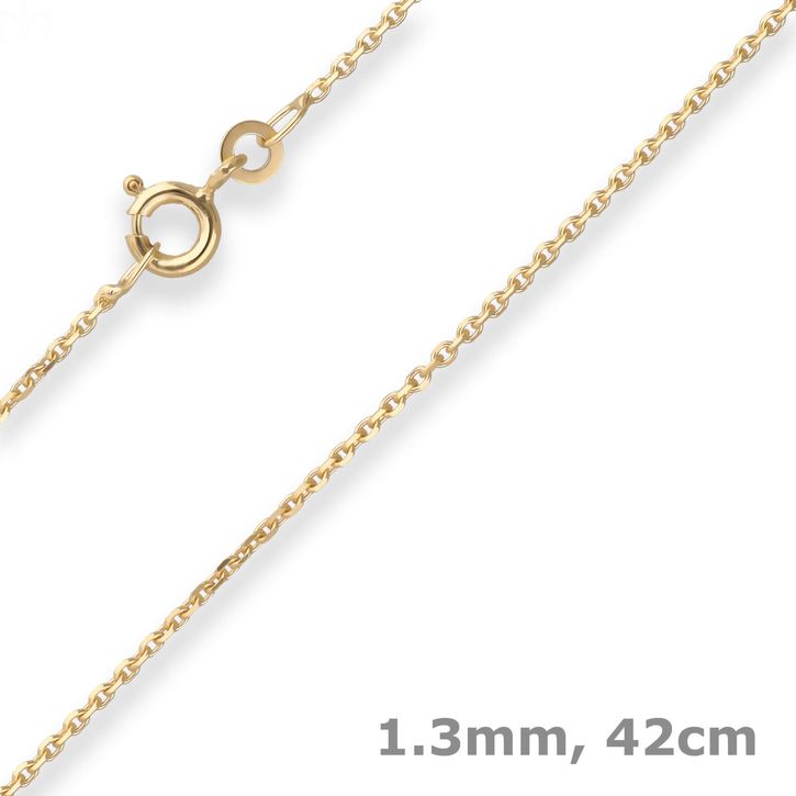 1.3mm Ankerkette diamantiert aus 333 Gelbgold 42cm