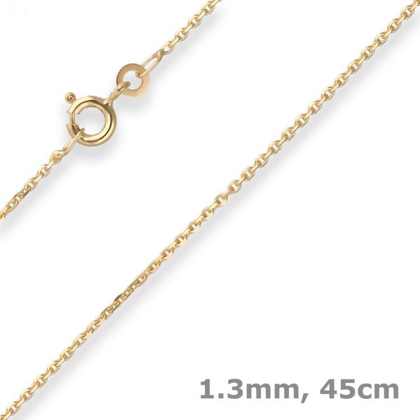 1.3mm Ankerkette diamantiert aus 333 Gelbgold 45cm