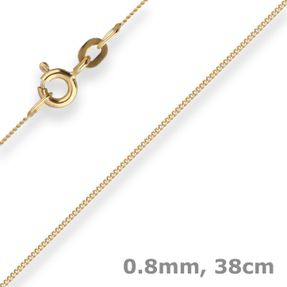 0,8mm Panzerkette Goldkette Collier Halskette aus 333 Gold Gelbgold 38cm