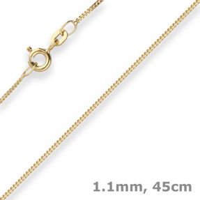 1,1mm Panzerkette Collier Halskette aus 333 Gold Gelbgold 45cm mit Zwischenöse