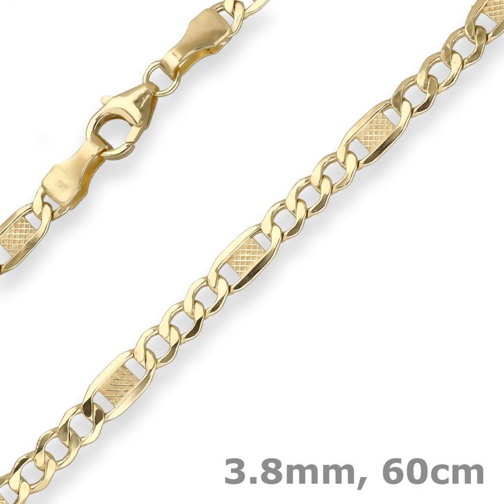 3.8mm Fantasiekette aus 333 Gelbgold 60cm
