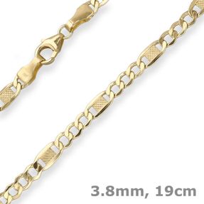 3,8mm Armband Fantasiekette Goldarmband Armschmuck aus 333 Gold Gelbgold 19cm