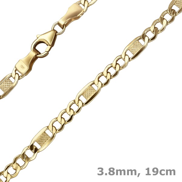 3.8mm Armband Fantasiekette aus 333 Gelbgold 19cm