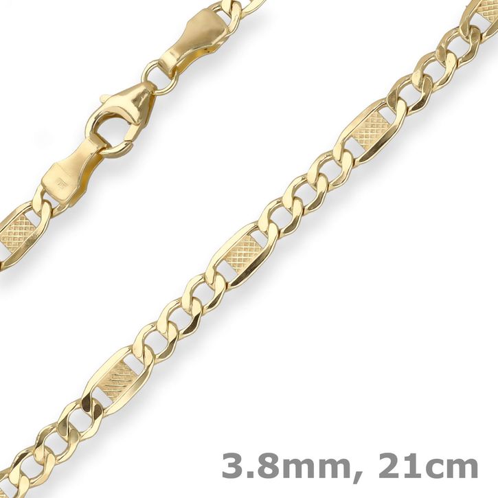 3.8mm Armband Fantasiekette aus 333 Gelbgold 21cm