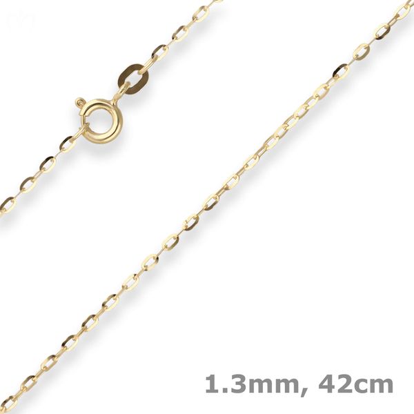 1.3mm Ankerkette flach aus 333 Gelbgold 42cm