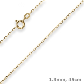 1,3mm Ankerkette flach Goldkette Collier Halskette aus 333 Gold Gelbgold 45cm