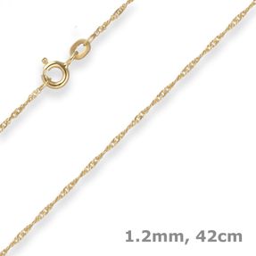 1,2mm Singapurkette Goldkette Collier Halskette aus 333 Gold Gelbgold 42cm