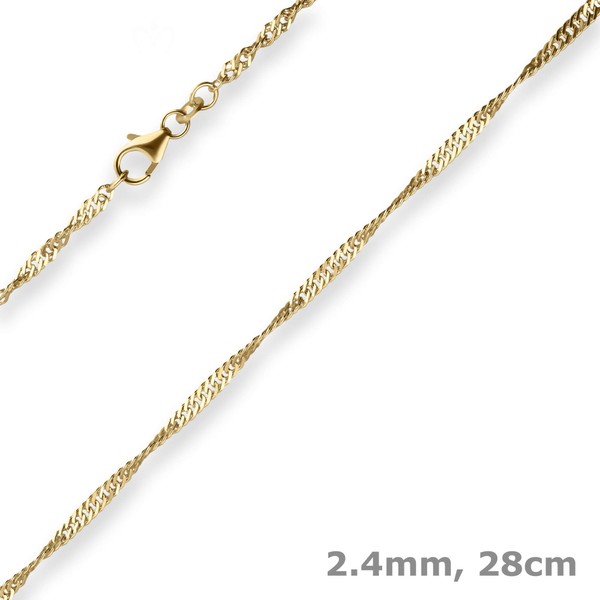 2.4mm Singapurkette Fusskette aus 333 Gelbgold 28cm