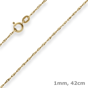 1mm Singapurkette Goldkette Collier Halskette aus 333 Gold Gelbgold 42cm