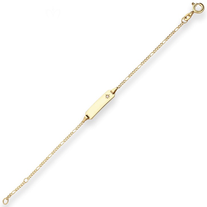 1.5mm Id-Armband Figarokette diamantiert Stern aus 333 Gelbgold
